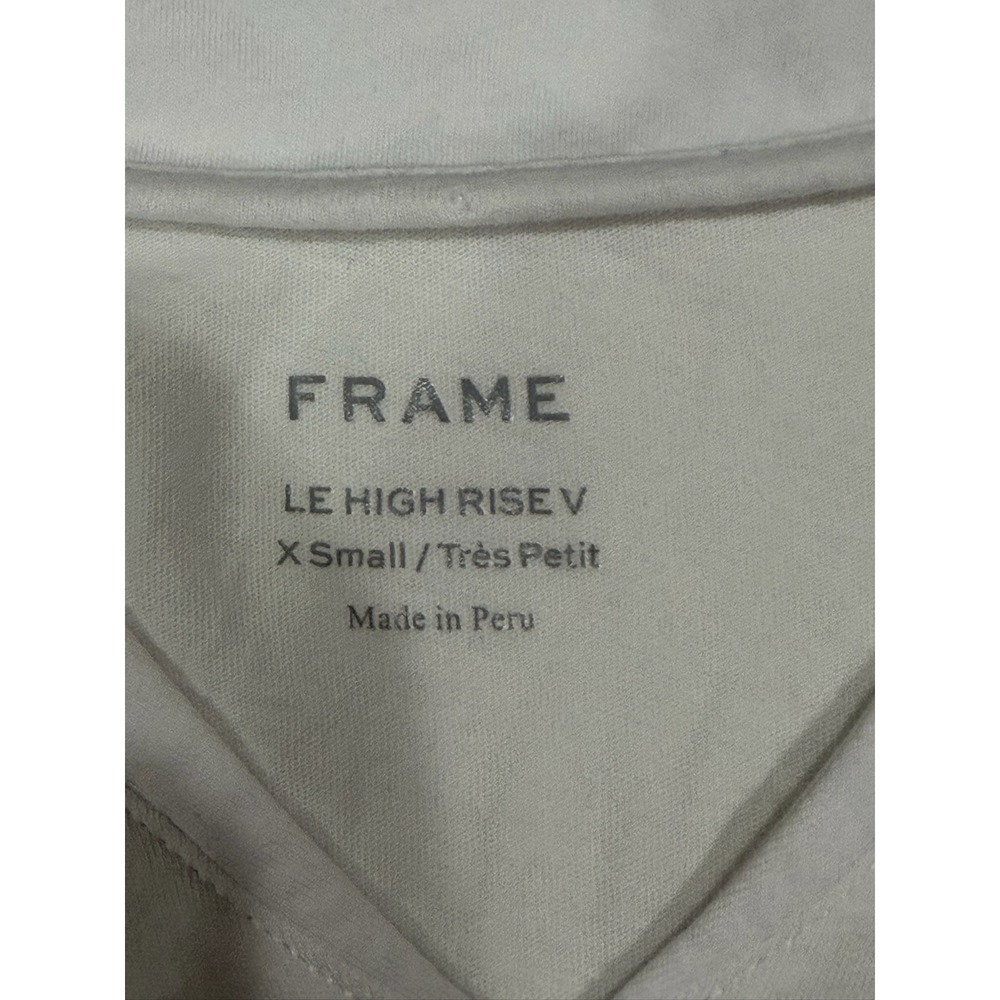 FRAME Le High Rise V Muscle Tee White Organic Pima Cotton Padded Shoulder XS - Picture 4 of 6